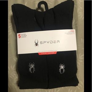 Spyder Absorb Tek 5 Pair Crew Length Black Socks